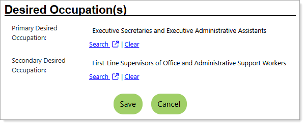 Personal Profile – Background Tab – Additional Employer Searchable Items – Selecting Desired Occupation(s)
