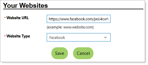 Personal Profile – Background Tab – Adding a Website