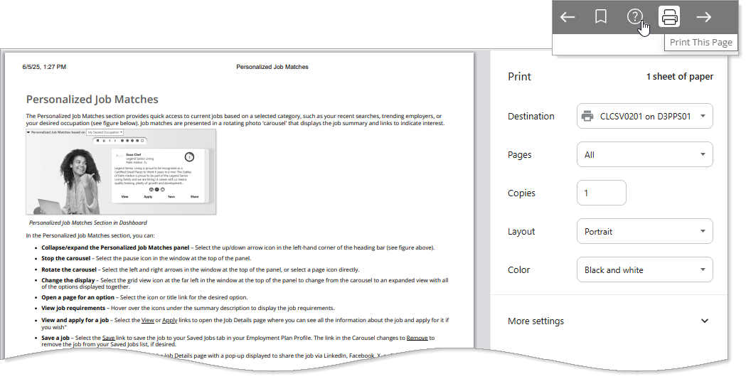 Printing a Help Topic