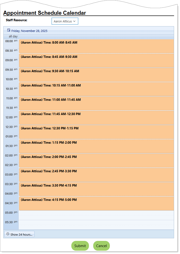 Choosing a Time Slot
