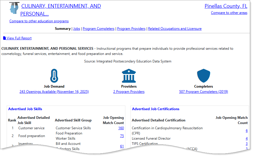 Education Profile page features