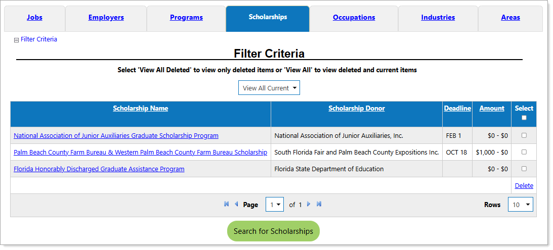 Previously Viewed Scholarships