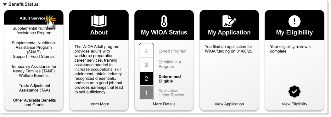 Benefit Status Section in Dashboard